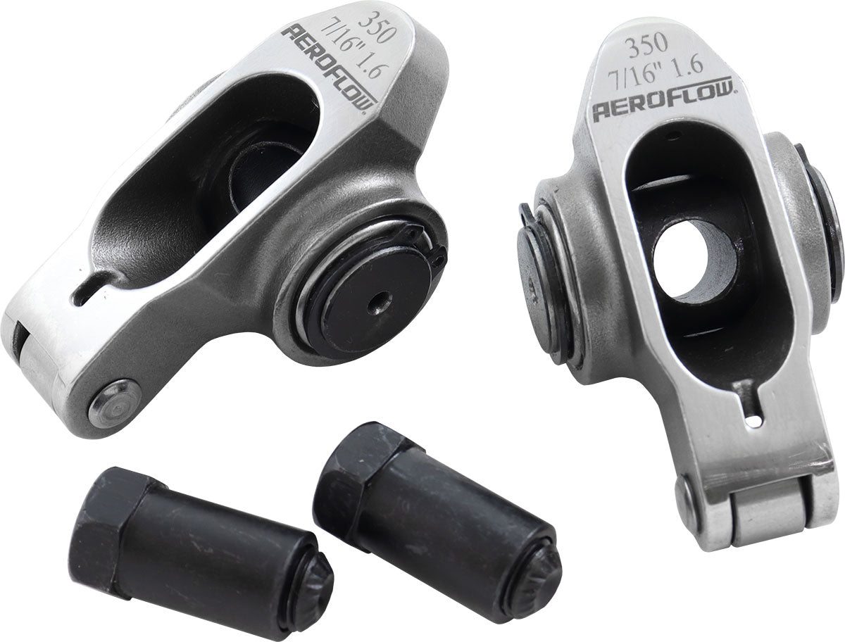 Aeroflow Small Block Chev Stainless Steel Roller Rocker Set  7/16" Stud Mount, 1.60 Ratio, Set of 2