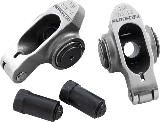 Aeroflow Small Block Chev Stainless Steel Roller Rocker Set  7/16" Stud Mount, 1.60 Ratio, Set of 2