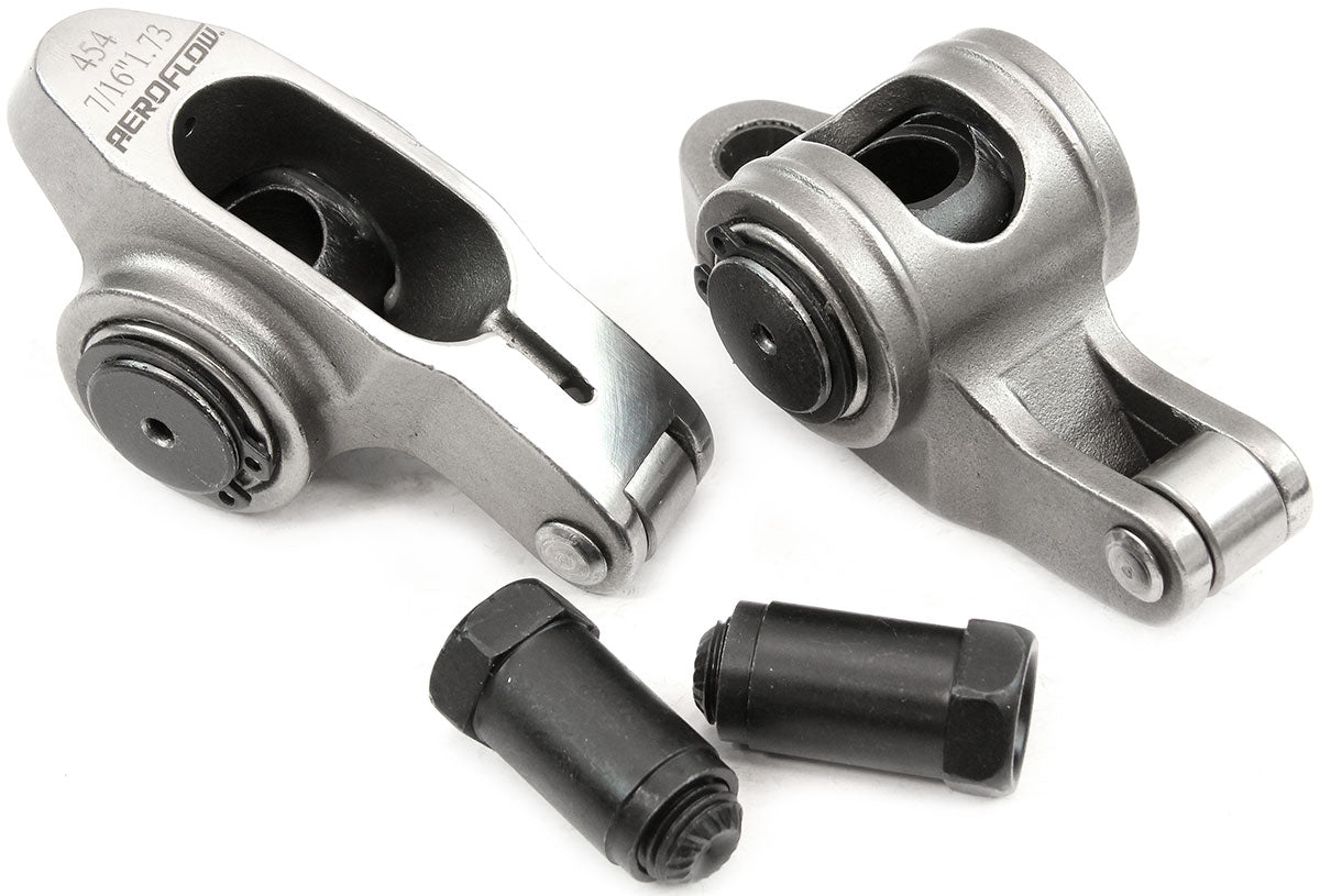 Aeroflow Big Block Chev Stainless Steel Roller Rocker Set  7/16" Stud Mount, 1.73 Ratio, Set of 2