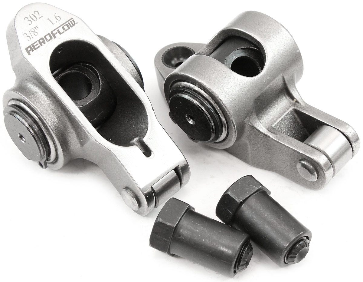Aeroflow Small Block Ford Windsor 289-351 Stainless Steel Roller Rocker Set  3/8" Stud Mount, 1.60 Ratio, Set of 2