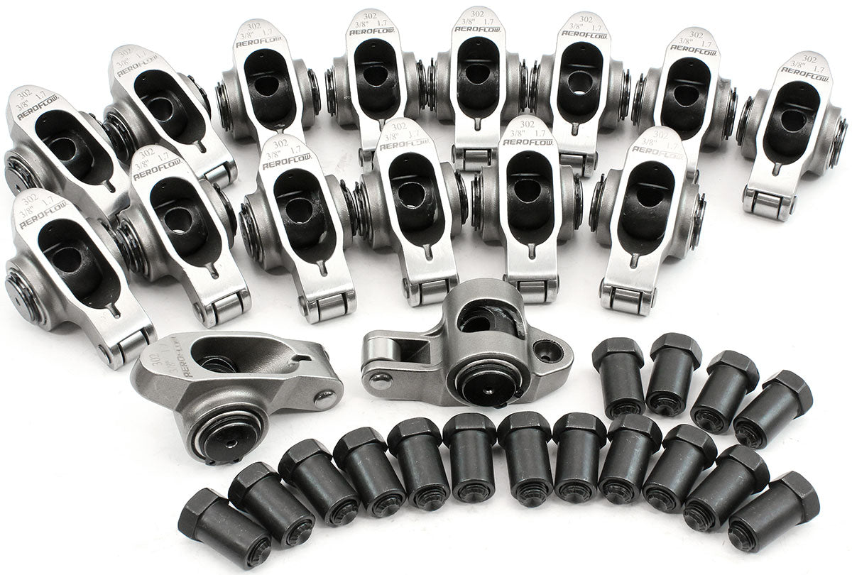 Small Block Ford Windsor 289-351 Stainless Steel Roller Rocker Set  3/8" Stud Mount, 1.70 Ratio, Set of 16