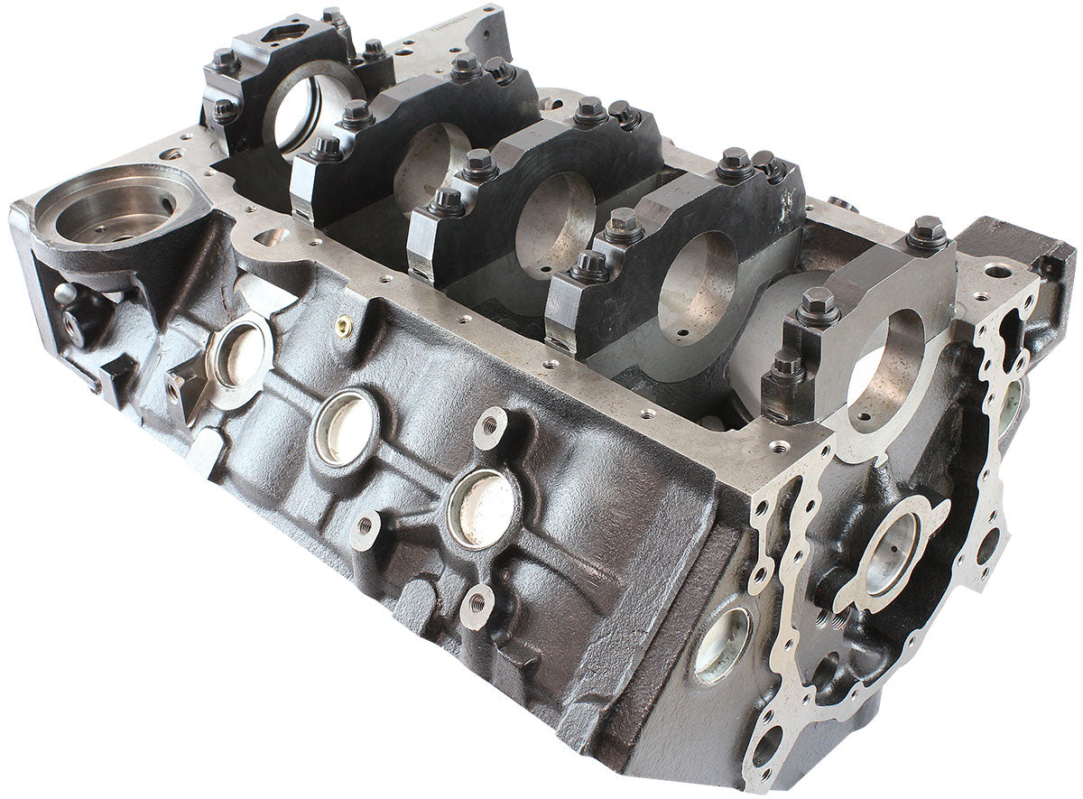 Aeroflow Cast Iron S/B Chev Engine Block, 4.000" Bore  9.025" Deck Height, 350 Mains, 4-Bolt Billet Splayed Caps