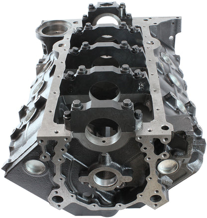 Aeroflow Cast Iron S/B Chev Engine Block, 4.125" Bore  9.025" Deck Height, 350 Mains, 4-Bolt Billet Splayed Caps