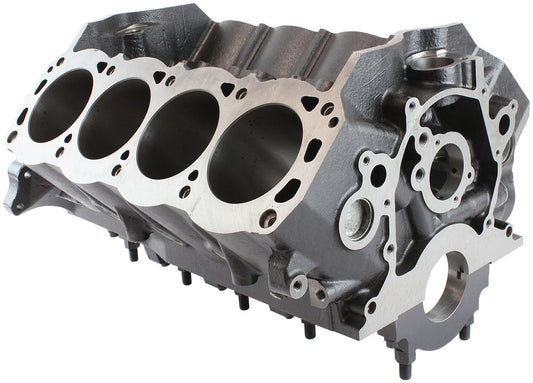 Aeroflow Cast Iron Ford 351W Engine Block, 4.125" Bore  9.500" Deck Height, 351 Cleveland Mains, 4-Bolt Billet Splayed Caps