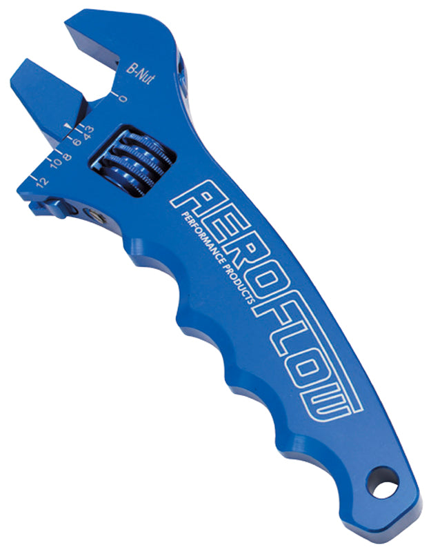 Aeroflow Aluminium Adjustable Grip Spanner - Blue Finish   Suits sizes -3AN to -12AN
