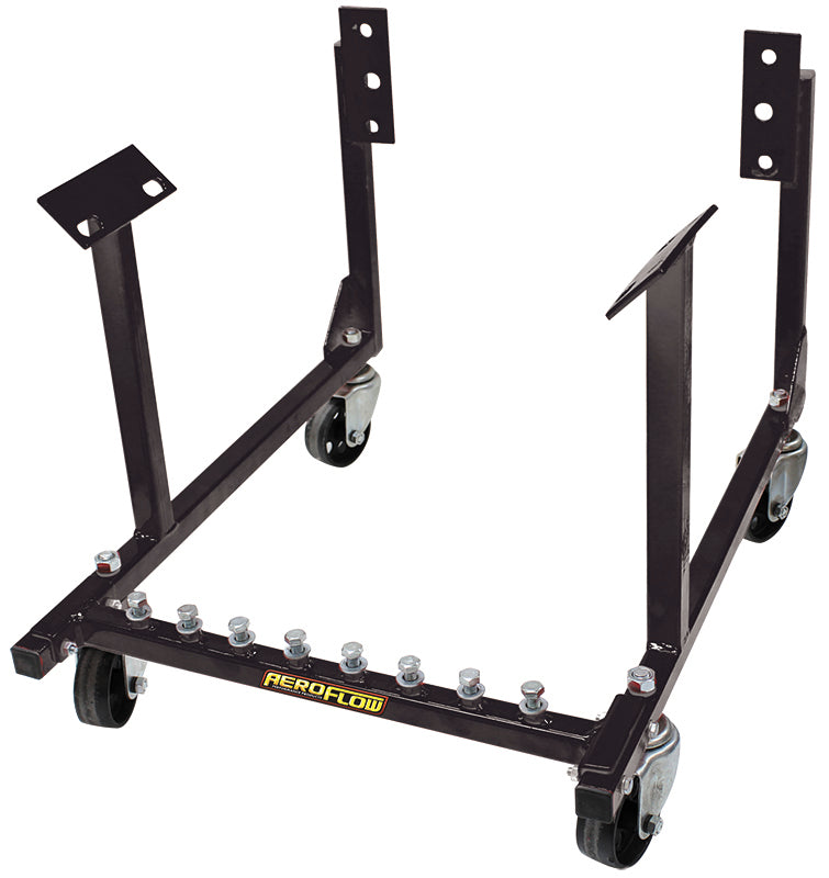 Aeroflow Small Block & Big Block Chev Engine Cradle   Suit Chevy Engines, solid steel wheels, black powder coated finish