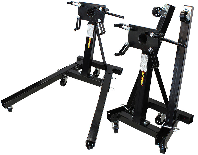 Aeroflow A-Frame Foldable Engine Stand     2000lb (910kg) Max Load, Black Powder Coated Finish