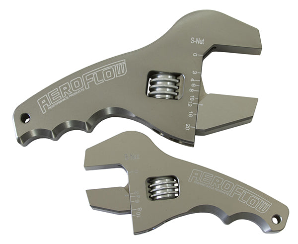 Aeroflow Adjustable Grip AN Spanner Kit - Silver   Includes 1 x 3-1/2" Small & 1 x 4-1/2" Large Shorty Spanners