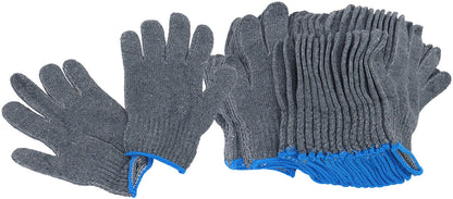 Aeroflow Multi Purpose Cotton Mechanic Gloves - Twelve Pairs   Grey 55% Cotton and 45% Polyester
