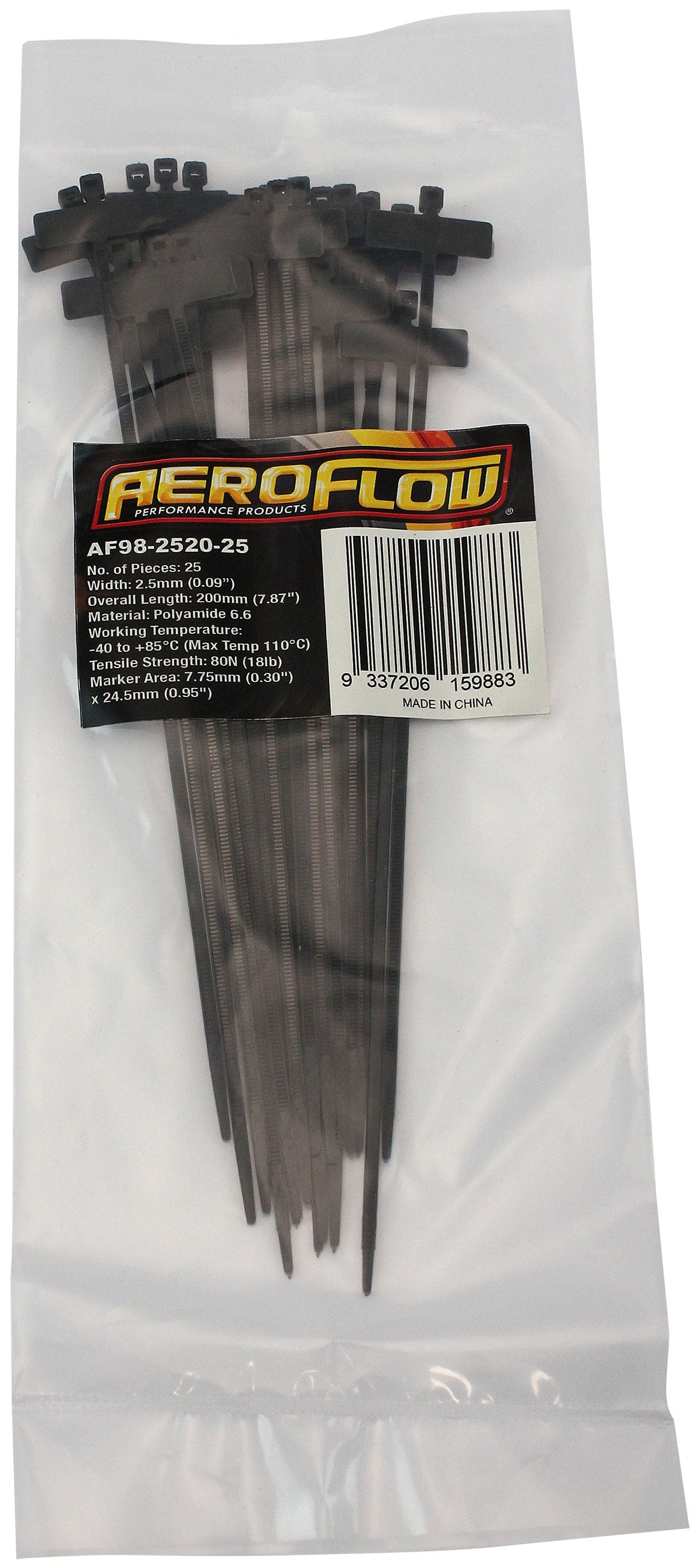 Marker Cable Ties 2.5mm Wide x 200mm Long - 25 Pack   Nylon 66 Material, White Colour