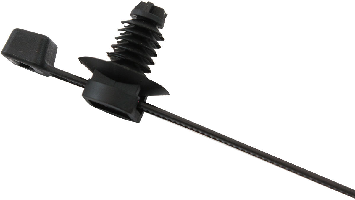 Two Piece Fir Tree Cable Ties 4.8mm Wide x 200mm Long - 100 Pack   Nylon 66 Material, Black Colour