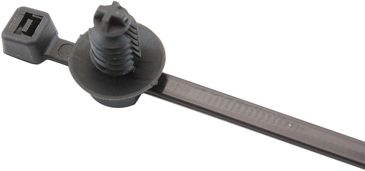 Two Piece Fir Tree Cable Ties 4.8mm Wide x 200mm Long - 100 Pack   Nylon 66 Material, Black Colour