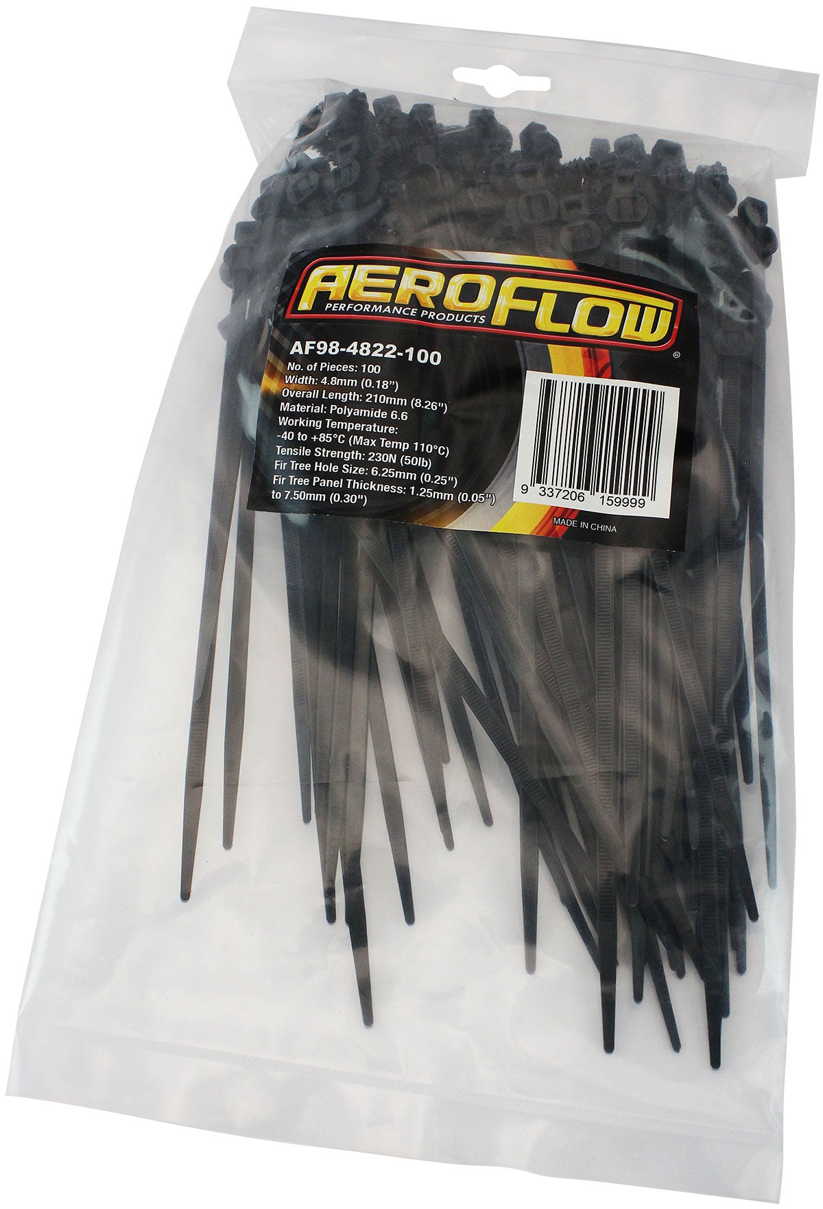 Two Piece Fir Tree Cable Ties 4.8mm Wide x 200mm Long - 100 Pack   Nylon 66 Material, Black Colour