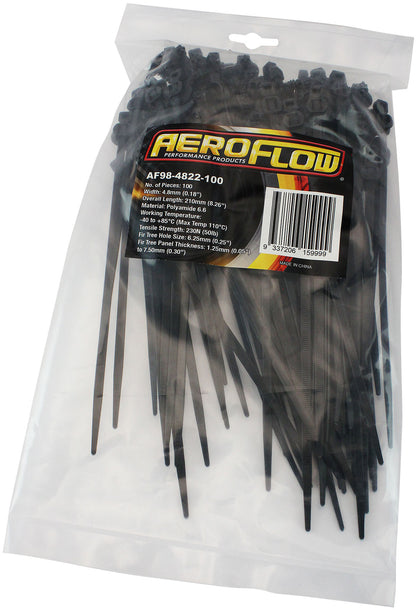Two Piece Fir Tree Cable Ties 4.8mm Wide x 200mm Long - 100 Pack   Nylon 66 Material, Black Colour