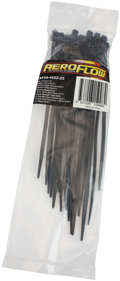 Two Piece Fir Tree Cable Ties 4.8mm Wide x 200mm Long - 25 Pack   Nylon 66 Material, Black Colour