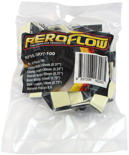 Adhesive Cable Mount to Suit 5mm Bundle- 100 Pack   Nylon 66 Material, Black Colour