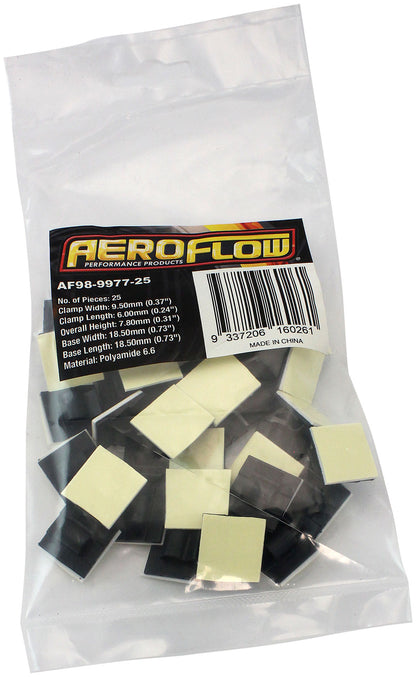 Adhesive Cable Mount to Suit 5mm Bundle- 25 Pack   Nylon 66 Material, Black Colour