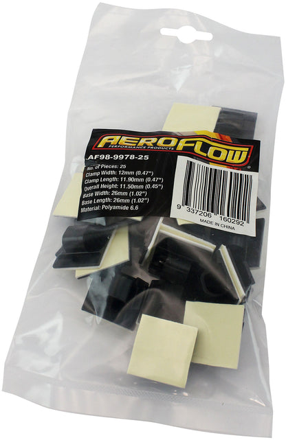 Adhesive Cable Mount to Suit 8mm Bundle- 25 Pack   Nylon 66 Material, Black Colour