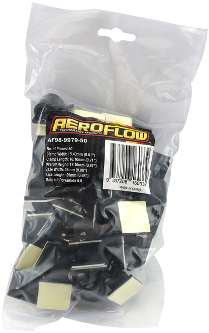 Adhesive Cable Mount to Suit 16mm Bundle- 50 Pack   Nylon 66 Material, Black Colour