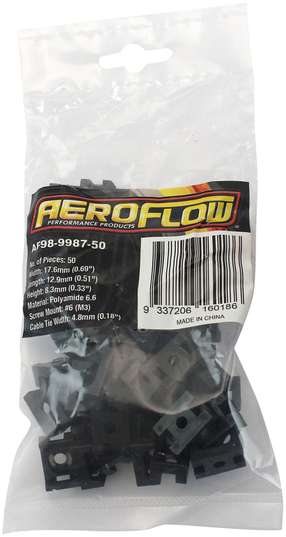 Cable Tie Screw Mount 17.6mm x 12.9mm - 50 Pack   Nylon 66 Material, Black Colour
