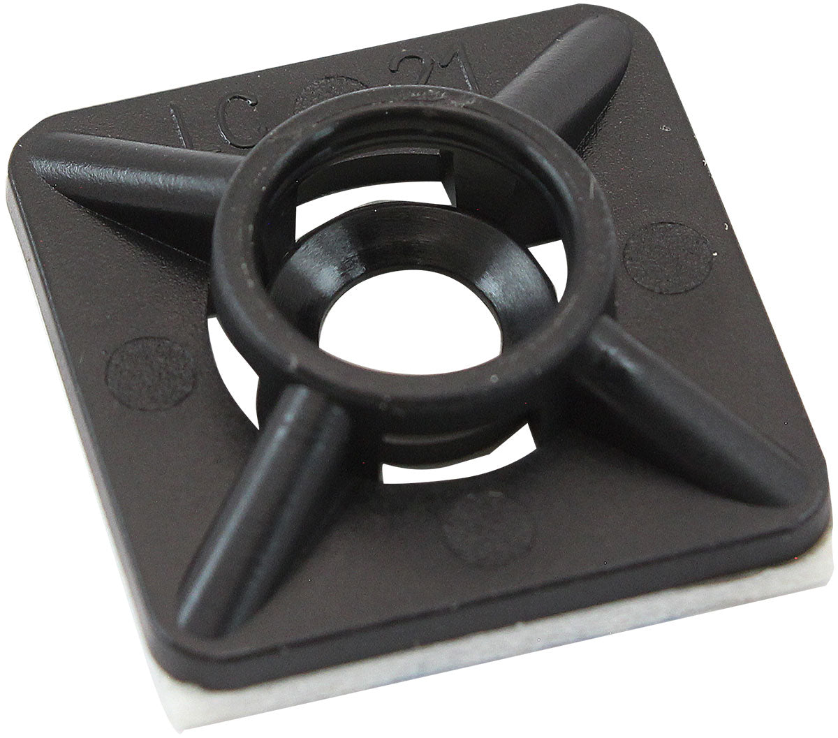 Cable Tie Self Adhesive Mount 19mm x 19mm - 50 Pack   Nylon 66 Material, Black Colour