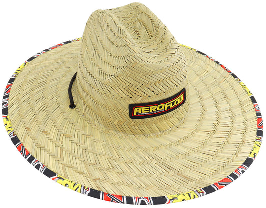 Aeroflow Straw Hat with Draw String Cord  Aeroflow Logo on Front with Boosted, Xpro and XTR Underneath