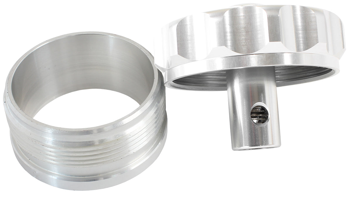 Billet Aluminium Weld-On Filler Neck & Cap - Raw  2" I.D Weld-On With Rollover Valve Cap