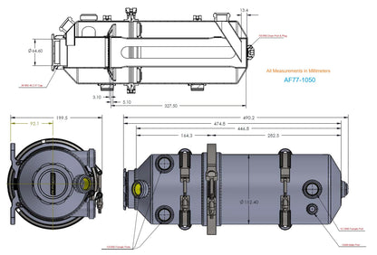 Aeroflow Dry Sump Tank - 7.5 Litre (2 Gallon), Black Finish    19.5" (495mm) Height x 6" (152mm) Diameter