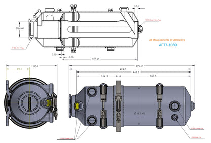 Aeroflow Dry Sump Tank - 7.5 Litre (2 Gallon), Raw Alloy Finish    19.5" (495mm) Height x 6" (152mm) Diameter